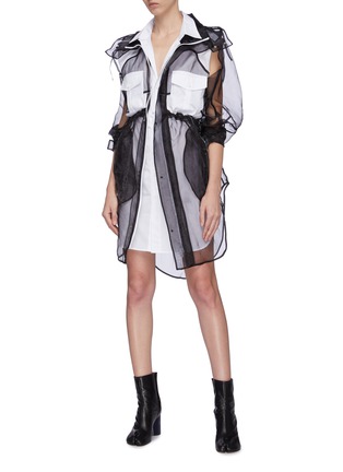 Figure View - Click To Enlarge - MAISON MARGIELA - Panelled organdy overlay poplin shirt dress