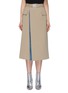 Main View - Click To Enlarge - MAISON MARGIELA - Buckled check plaid panel mock wrap skirt
