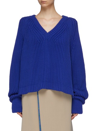 Main View - Click To Enlarge - MAISON MARGIELA - Convertible off-shoulder rib knit sweater