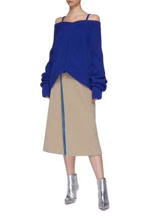 Figure View - Click To Enlarge - MAISON MARGIELA - Convertible off-shoulder rib knit sweater