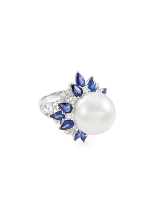Main View - Click To Enlarge - LC COLLECTION JEWELLERY - Diamond sapphire pearl 18k white gold ring
