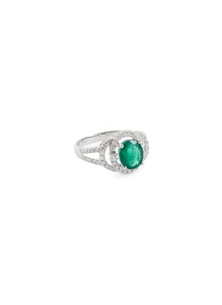 Main View - Click To Enlarge - LC COLLECTION JEWELLERY - Diamond emerald 18k white gold cutout ring