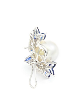 Detail View - Click To Enlarge - LC COLLECTION JEWELLERY - Diamond sapphire pearl 18k white gold cluster earrings