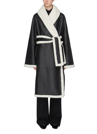 Main View - Click To Enlarge - ROSETTA GETTY - Reversible belted Merino shearling robe coat