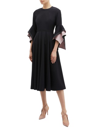 Figure View - Click To Enlarge - ROKSANDA - 'Ayres' drape flared sleeve cady dress
