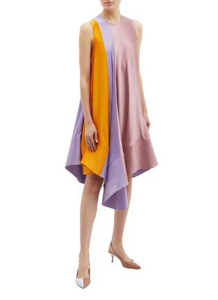 Figure View - Click To Enlarge - ROKSANDA - 'Nadana' drape colourblock silk sleeveless dress