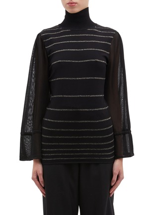 Main View - Click To Enlarge - ROKSANDA - 'April' ruched cuff stripe turtleneck top