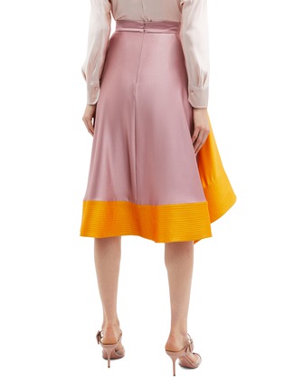 Back View - Click To Enlarge - ROKSANDA - 'Coleta' drape colourblock silk satin skirt