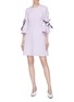 Figure View - Click To Enlarge - ROKSANDA - 'Harlin' contrast piping bow sleeve dress