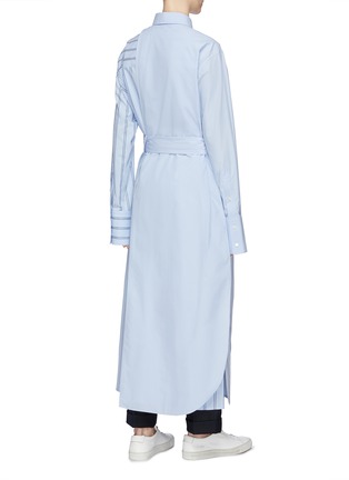 Back View - Click To Enlarge - THE KEIJI - Detachable panel belted stripe shirt dress