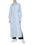 Figure View - Click To Enlarge - THE KEIJI - Detachable panel belted stripe shirt dress