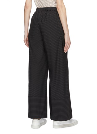 Back View - Click To Enlarge - THE KEIJI - Cutout lattice front pinstripe wide leg pants
