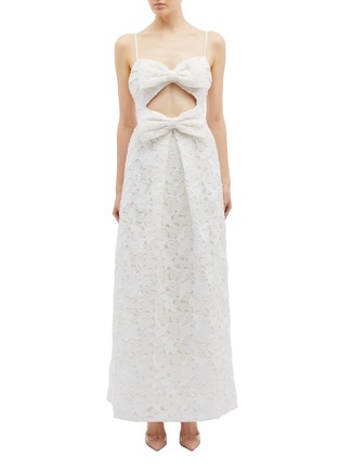 Main View - Click To Enlarge - ZIMMERMANN - 'Corsage' cutout bow front guipure lace sleeveless dress