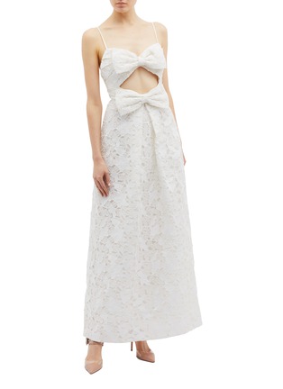 Figure View - Click To Enlarge - ZIMMERMANN - 'Corsage' cutout bow front guipure lace sleeveless dress
