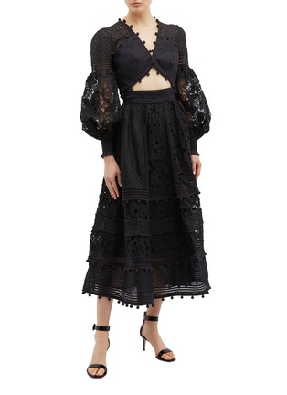 Figure View - Click To Enlarge - ZIMMERMANN - 'Corsage' guipure lace panel midi skirt