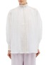 Main View - Click To Enlarge - ZIMMERMANN - 'Corsage Linear' cutout stripe high neck ramie blouse