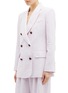 Detail View - Click To Enlarge - ZIMMERMANN - 'Corsage Tailored' detachable floral brooch linen blazer