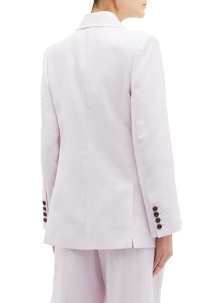 Back View - Click To Enlarge - ZIMMERMANN - 'Corsage Tailored' detachable floral brooch linen blazer