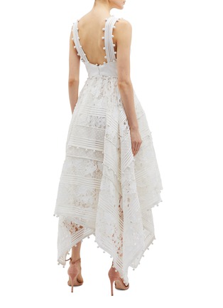 Back View - Click To Enlarge - ZIMMERMANN - 'Corsage' guipure lace panel dot embroidered handkerchief midi dress