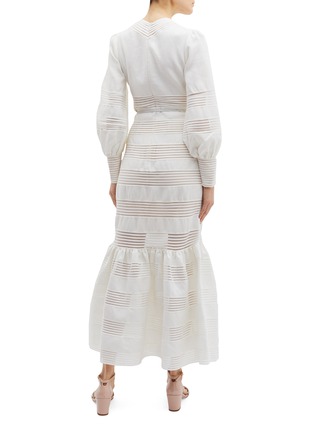 Back View - Click To Enlarge - ZIMMERMANN - 'Corsage Linear' floral belted cutout stripe linen dress