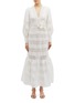 Main View - Click To Enlarge - ZIMMERMANN - 'Corsage Linear' floral belted cutout stripe linen dress