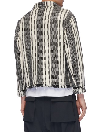 Back View - Click To Enlarge - KURO - Chest pocket fringed hem stripe herringbone shirt