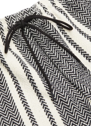  - KURO - Fringe cuff stripe herringbone shorts