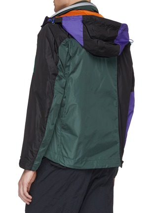 Back View - Click To Enlarge - KOLOR - Colourblock patchwork layered hooded jacket