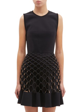 Main View - Click To Enlarge - DION LEE - 'Honeycomb' lasercut sleeveless peplum dress