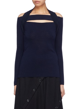 Main View - Click To Enlarge - DION LEE - Cutout Merino wool halterneck sweater