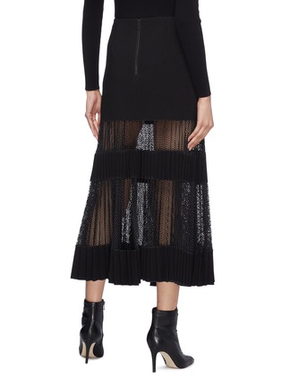 Back View - Click To Enlarge - DION LEE - Pleated mesh panel bonded crepe skirt