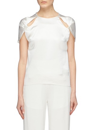 Main View - Click To Enlarge - DION LEE - Twist cutout cap sleeve Mulberry silk satin top