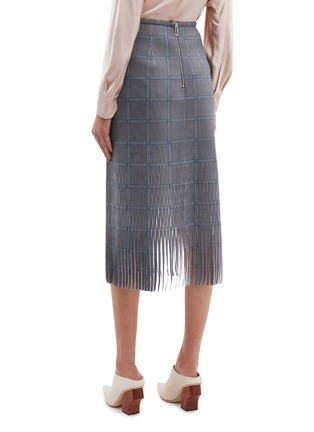 Back View - Click To Enlarge - DION LEE - Lasercut fringe houndstooth check plaid skirt