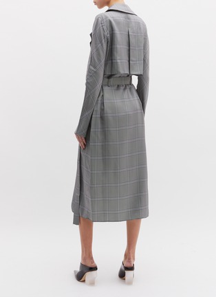 Back View - Click To Enlarge - DION LEE - Belted folded houndstooth check plaid wrap trench dress