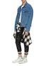 Figure View - Click To Enlarge - FAITH CONNEXION - Stripe cuff faux leather cropped jogging pants
