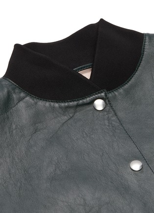  - PLAN C - Contrast sleeve leather bomber jacket