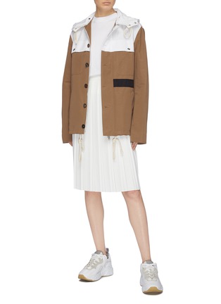Figure View - Click To Enlarge - PLAN C - Detachable hood colourblock yoke Mackintosh jacket