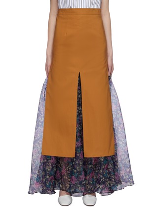 Main View - Click To Enlarge - PLAN C - Floral print underlay split hem skirt