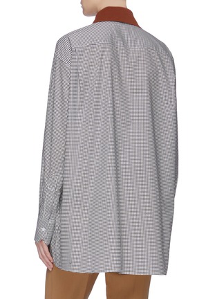 Back View - Click To Enlarge - PLAN C - Detachable knit collar windowpane check poplin shirt