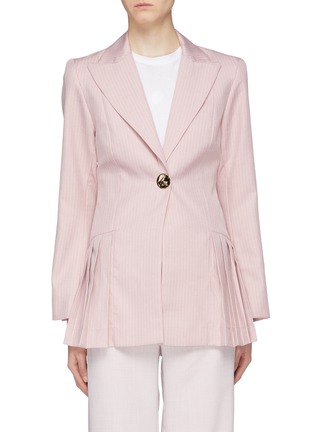 Main View - Click To Enlarge - MAGGIE MARILYN - 'Suit Yourself' pleated peplum stripe blazer