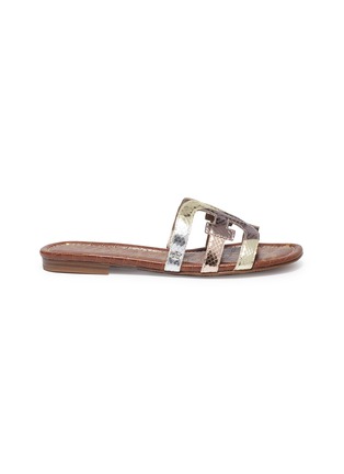 Main View - Click To Enlarge - SAM EDELMAN - 'Bay' metallic leather slide sandals