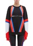 Main View - Click To Enlarge - P.E NATION - 'Buzzer' logo print colourblock stripe oversized sweatshirt