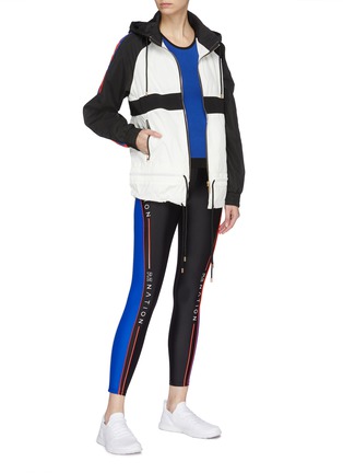 Figure View - Click To Enlarge - P.E NATION - 'Block Out' stripe sleeve colourblock hooded spray jacket