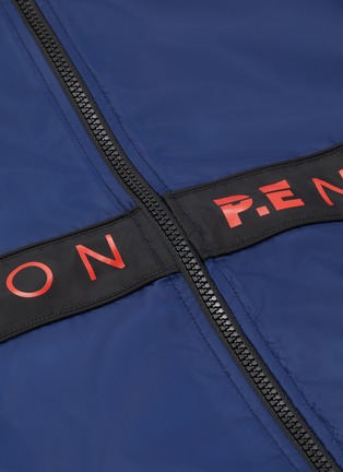  - P.E NATION - 'Intensity' checkerboard sleeve logo stripe hooded spray jacket