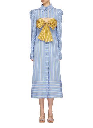 Main View - Click To Enlarge - SILVIA TCHERASSI - 'Silene' cutout bow bustier panel stripe shirt dress
