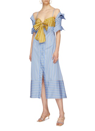 Figure View - Click To Enlarge - SILVIA TCHERASSI - 'Silene' cutout bow bustier panel stripe shirt dress