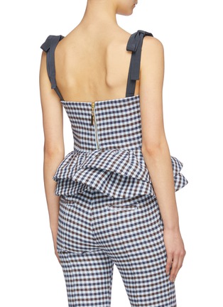 Back View - Click To Enlarge - SILVIA TCHERASSI - 'Junquillo' tie shoulder gingham check peplum bustier top
