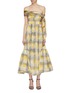 Main View - Click To Enlarge - SILVIA TCHERASSI - 'Brownea' bow drape check plaid silk off-shoulder peplum dress