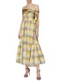 Figure View - Click To Enlarge - SILVIA TCHERASSI - 'Brownea' bow drape check plaid silk off-shoulder peplum dress