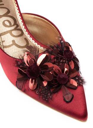 Detail View - Click To Enlarge - SAM EDELMAN - 'Dorcy' paillette floral satin mules